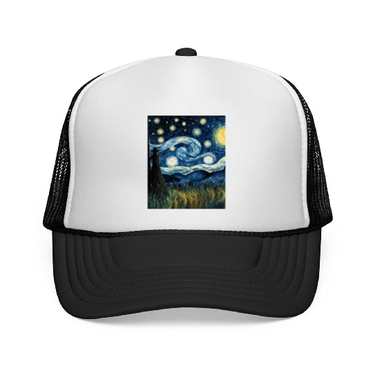 Gardener's Starry Night Trucker Caps Van Gogh Inspired