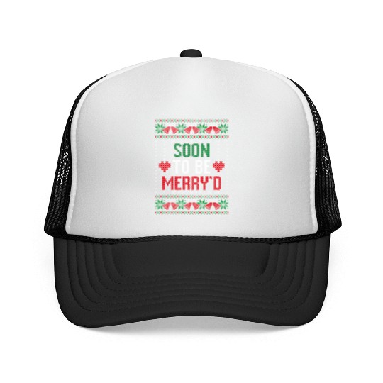 Soon to be Married Merry'd Xmas Bride and Groom Trucker Caps