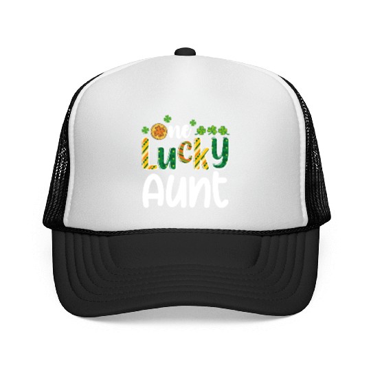 One Lucky Aunt Matching Family St Patrick's Day Trucker Caps