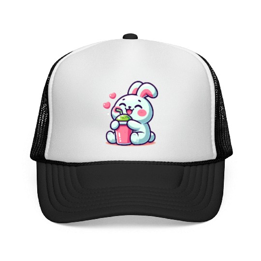 Rabbit Bubble Tea Kawaii Trucker Caps