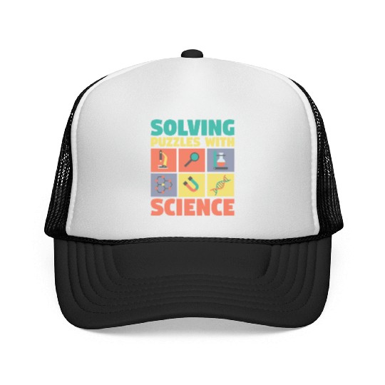 Solving Puzzles with Science Physics Chemist Geek Trucker Caps