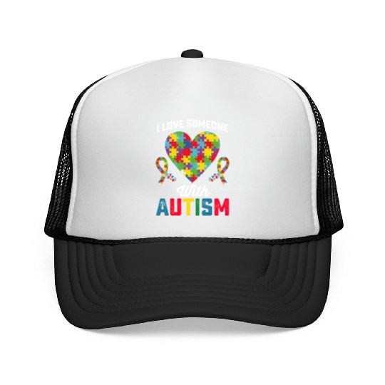 I Love Someone With Autism Awareness Trucker Caps
