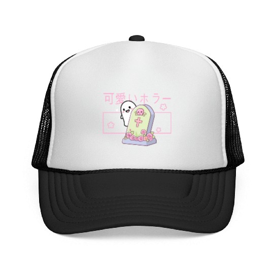 Kawaii Ghost Tombstone Cute Grave Japanese Pastel Trucker Caps
