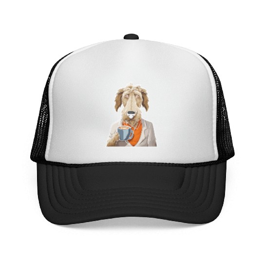 Coffee Irish Wolfhound Dog Trucker Caps