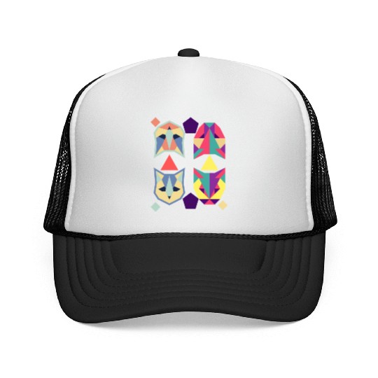 Geometric Cats Bat Retro abstract Trucker Caps