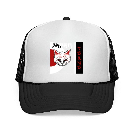 kawaii cat anime japanese retro Trucker Caps