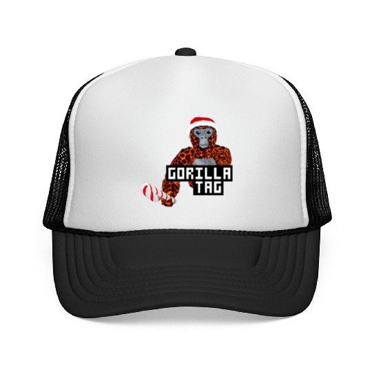 Gorilla Tag Santa Monkey Candy Cane Gorilla Trucker Caps