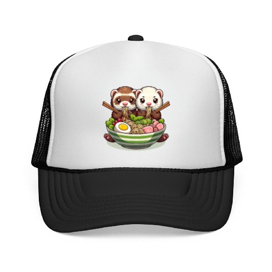 Ferret Ramen Noodle Japanese Kawaii Anime Gifts Trucker Caps