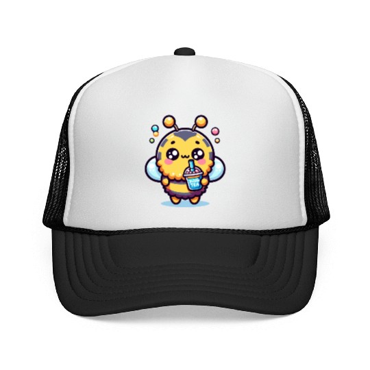 Adorable Kawaii Bee Cute Animal Boba Tea Bubble Trucker Caps
