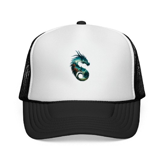 Nature in Dragon Pattern Trucker Caps