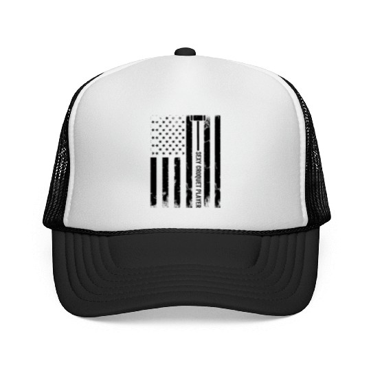 Croquet US Flag Sexy Croquet Player Trucker Caps