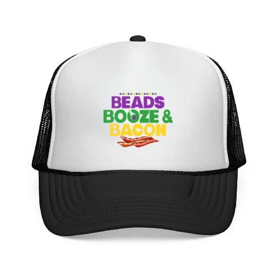 Beads Booze & Bacon Carnival Mardi Gras Trucker Caps
