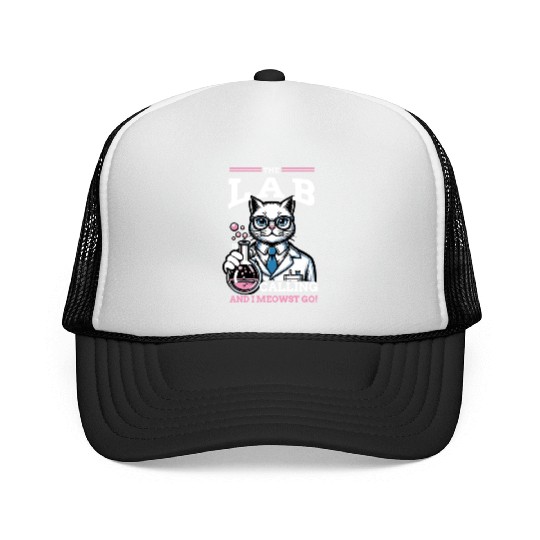 Girls Lab Calling Science Funny Lab Cat Laboratory Trucker Caps