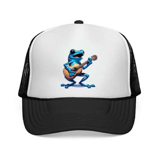 Poison dart frog guitar Trucker Caps