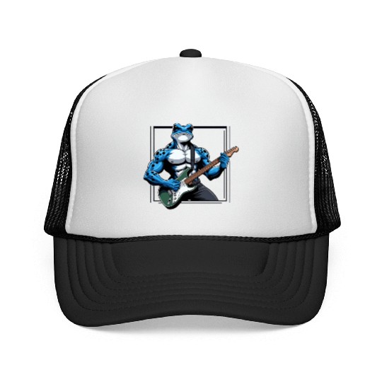 Poison dart frog guitar Trucker Caps