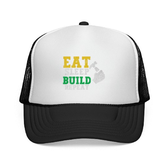 Eat Sleep Build Repeat Builder Fathers Day Gift Trucker Caps