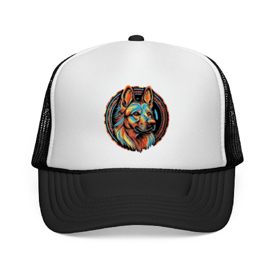 German Shepherd Funny Dog Street Art Comic Pet Trucker Caps