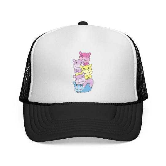 Aporagender Flag Pride Lgbtq Cute Hippo Trucker Caps