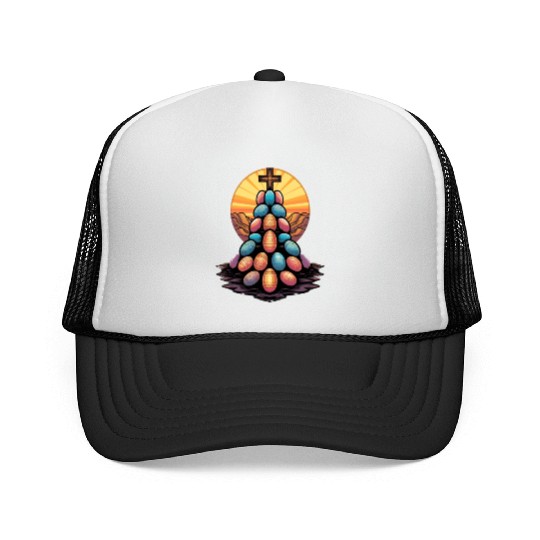 Christian Easter Day Cross Easter Egg Hunt Trucker Caps