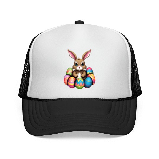 Easter Bunny Rabbit Colorful Eggs Easter Egg Hunt Trucker Caps