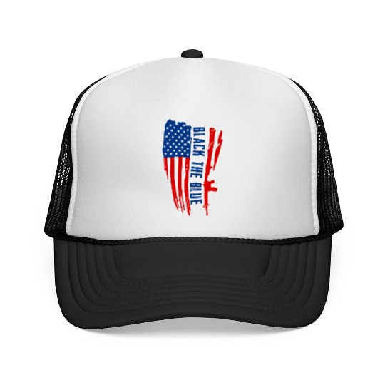 Black the blue American Oilfield USA Flag Trucker Caps