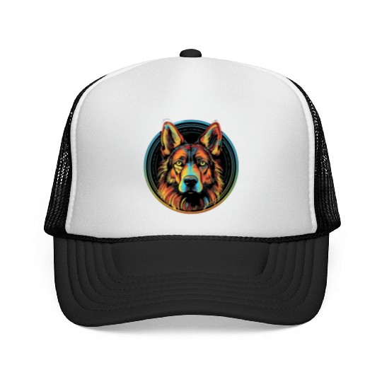 German Shepherd Funny Dog Street Art Comic Pet Trucker Caps