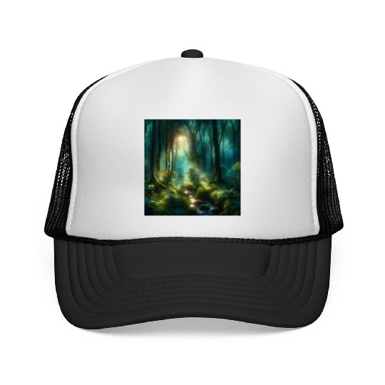 Twilight Enchantment A Mystical Forest Scene Trucker Caps