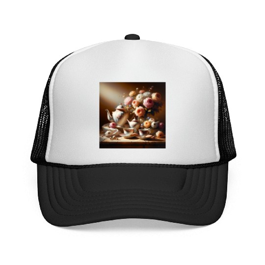 Timeless Elegance Vintage Tea Set Still Life Trucker Caps