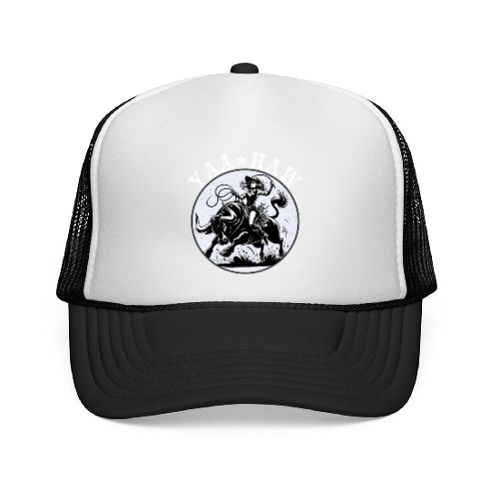 Cowgirl Lasso Riding Silhouette Trucker Caps
