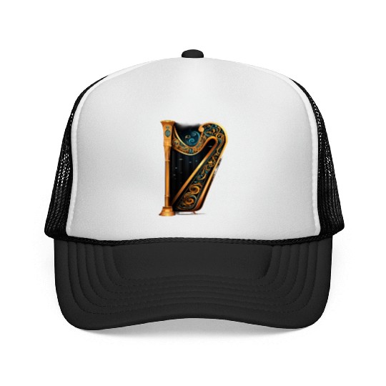 Harp Harpist Harmonica Harp Player Musician Trucker Caps