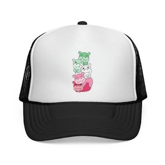 Abrossexual Flag Pride Lgbtq Cute Hippo Trucker Caps