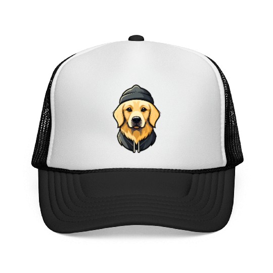Golden Retriever with cap Trucker Caps