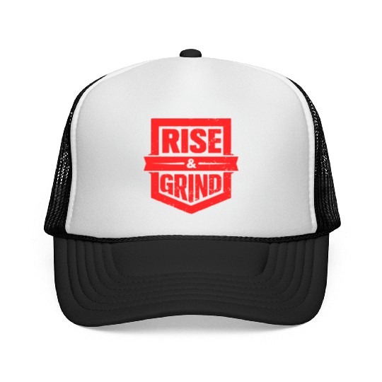 Rise and Grind Gym Typography Design Trucker Caps