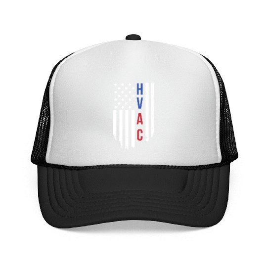 HVAC Technician US American Flag HVAC Mechanic Trucker Caps