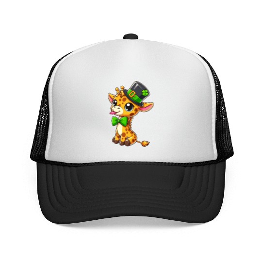 St. Patrick's Day Giraffe: Cute Kawaii Style Trucker Caps