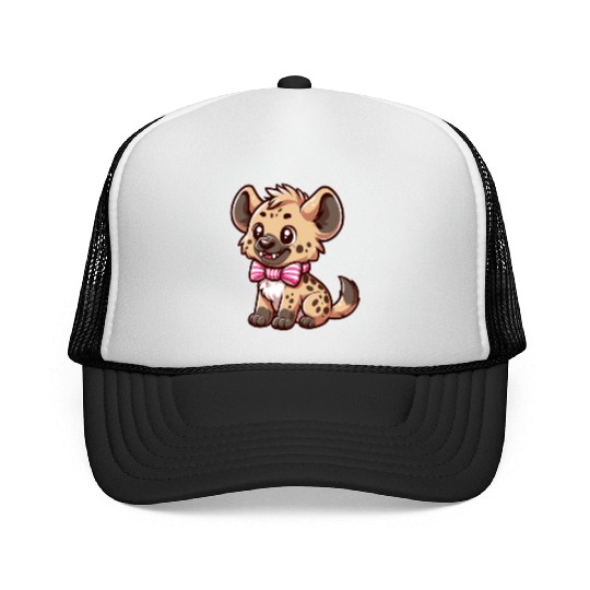 Playful Hyena Cartoon Trucker Caps