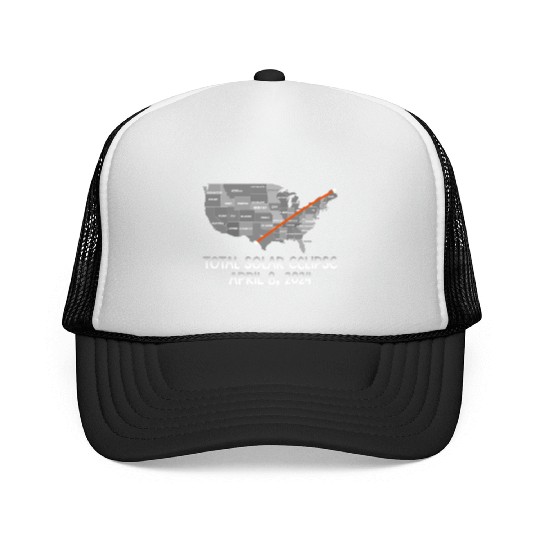 Total Solar Eclipse April 8 2024 USA Map Totality Trucker Caps