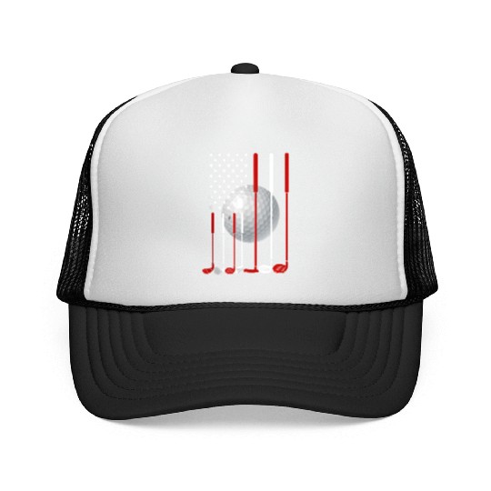 Golf American Flag 4Th Of July Usa Patriotic Trucker Caps