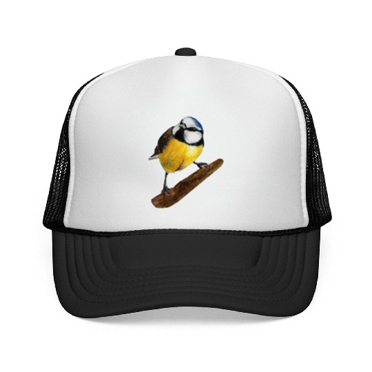 Blue tit titmouse hand painted watercolor. Trucker Caps