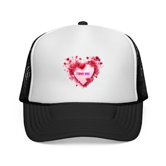 I love you. Heart Trucker Caps