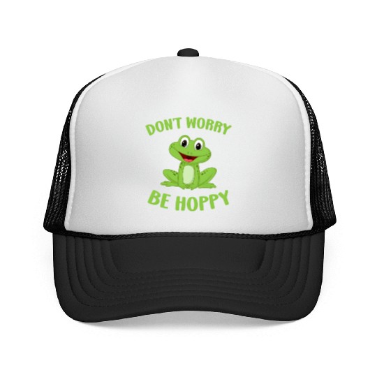 Don'T Worry Be Hoppy I Love To Be Happy Crazy Frog Trucker Caps