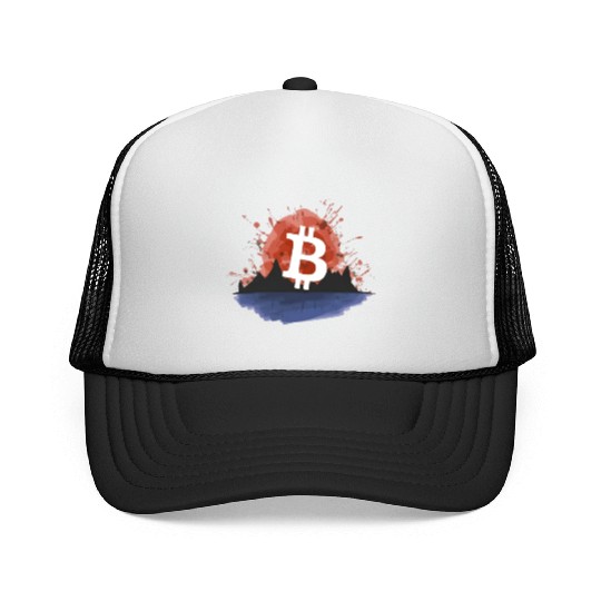Bitcoin Japonese Ink Sunset Serenity Trucker Caps