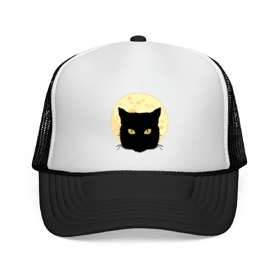 Cat Full Moon Cat Owner Gift Trucker Caps