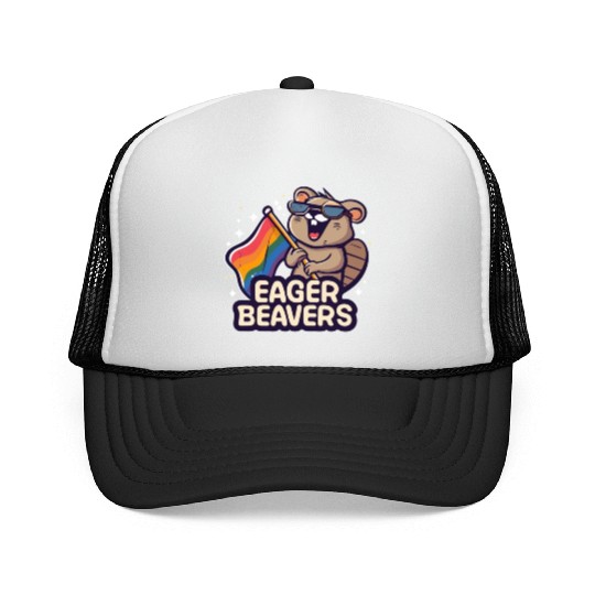 Eager Beavers with Pride LGBT Flag Trucker Caps