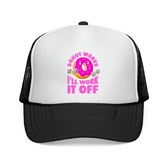 Fitness Donut Funny Donut Gym Trucker Caps
