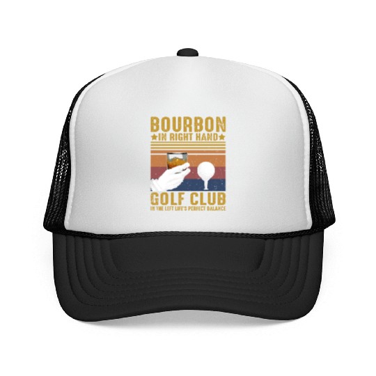 Bourbon Golf Funny Golfer Bourbon Lover Trucker Caps