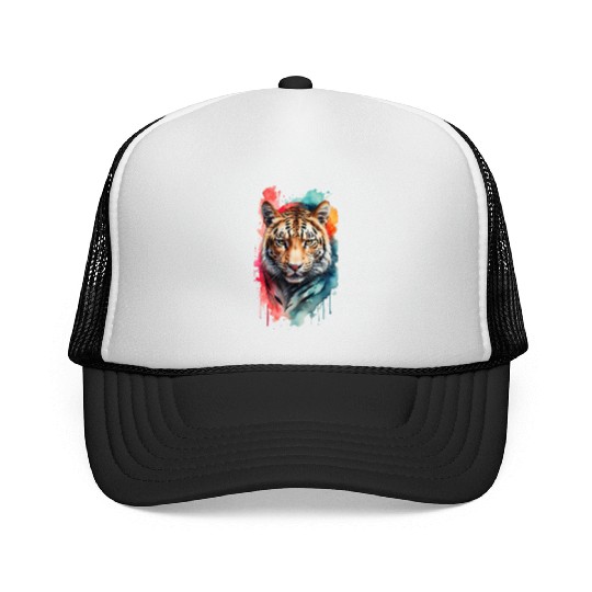 Wild Splendor: Colorful Leopard Face Trucker Caps