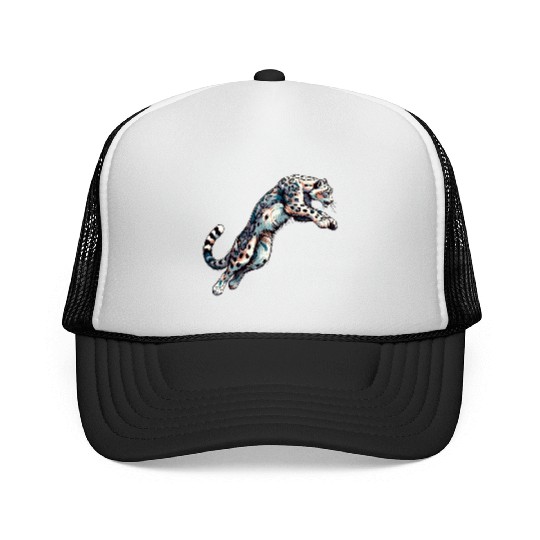 Snow Leopard Leopard White Leopard Trucker Caps