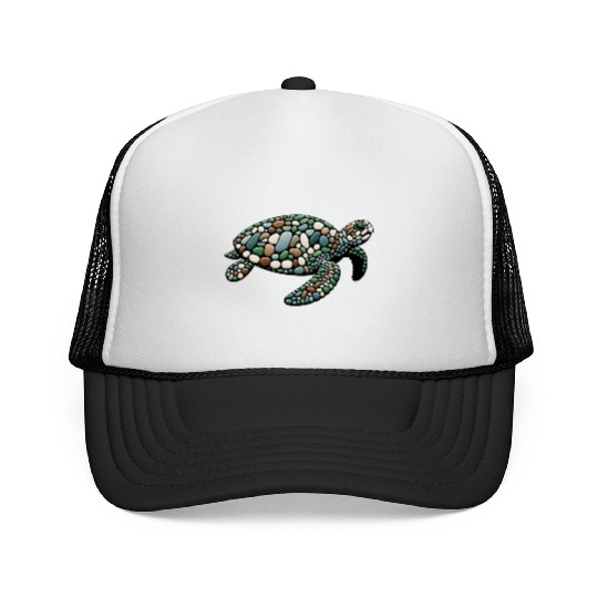 Serenity Swim - Stone Mosaic Sea Turtle Trucker Caps