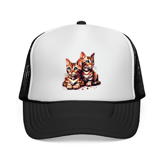 Bengal Kittens Geometric Shape Trucker Caps